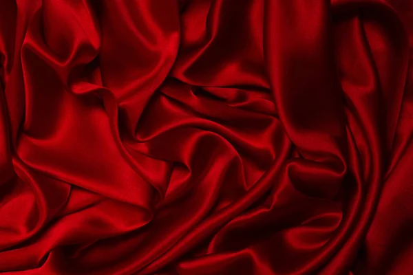 Багатий Розкішний Фон Текстури Червоної Шовкової Тканини Вид Зверху — стокове фото