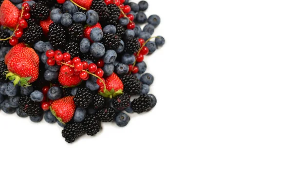 Blackberry Framboos Bosbes Rode Bes Geïsoleerd Een Witte Achtergrond Bovenaanzicht — Stockfoto