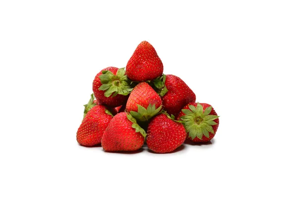 Strawberry Fresh Berries Macro Isolated White Top View — Stock Photo, Image