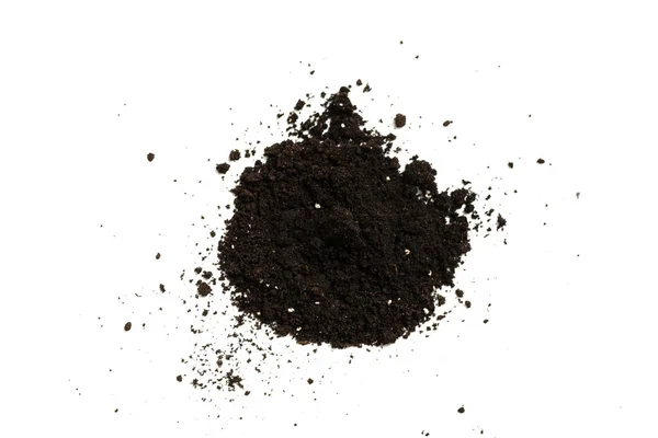 Fekete Föld Növény Elszigetelt Fehér Háttérrel Földminta — Stock Fotó