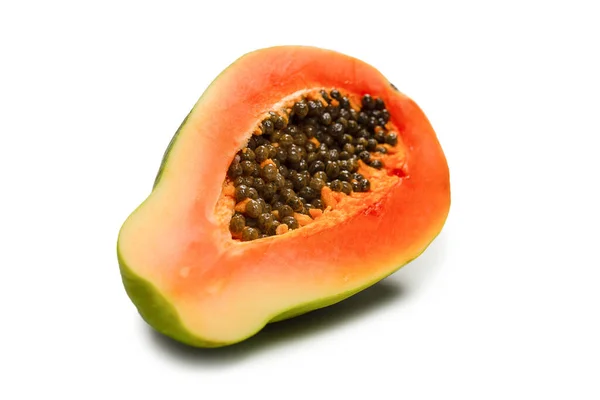 Papayabukt Isolert Hvit Bakgrunn Tropisk Frukt Halvt Papaya Sett Ovenfra – stockfoto