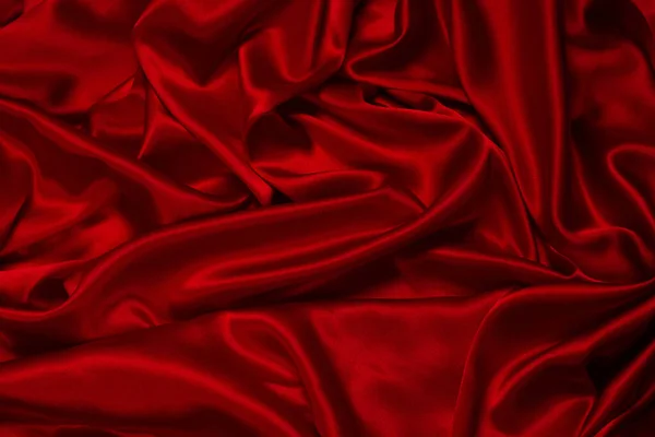 Riche Luxueux Tissu Soie Rouge Fond Texture Vue Dessus — Photo