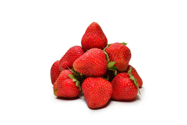 Strawberry Fresh Berries Macro Isolated White Top View — Stock Photo, Image