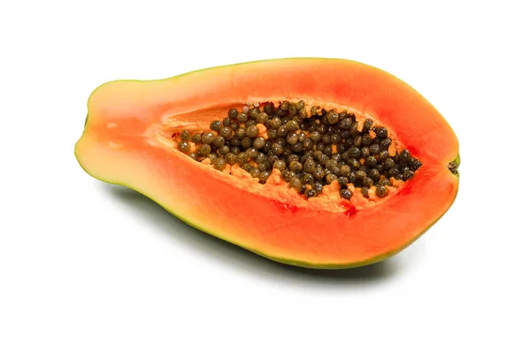 Papaya Frucht Isoliert Auf Weißem Hintergrund Tropische Früchte Halb Papaya — Stockfoto