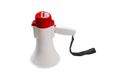 Beyaz bir arka plan üzerinde izole bir megafon. 