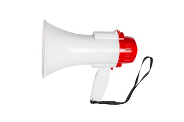 Beyaz bir arka plan üzerinde izole bir megafon. 