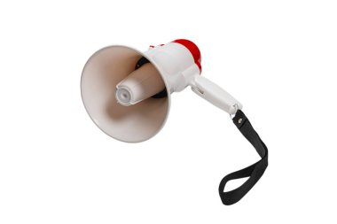 Beyaz bir arka plan üzerinde izole bir megafon. 