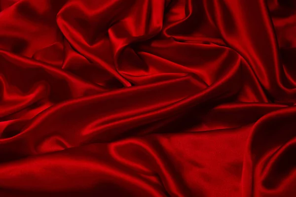 Ricco Lussuoso Sfondo Tessuto Seta Rossa Vista Dall Alto — Foto Stock