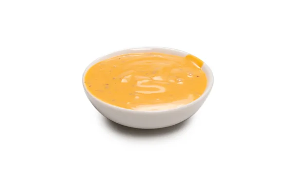 Sauce Einer Schüssel Isoliert Auf Weißem Hintergrund Ansicht Von Oben — Stockfoto