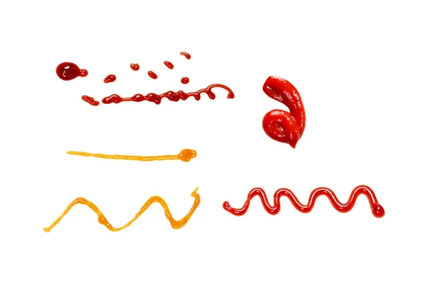 Ketchup Spatten Geïsoleerd Witte Achtergrond — Stockfoto