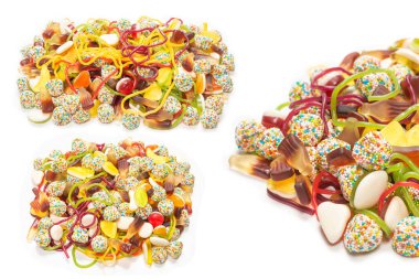 Lezzetli jöleli şekerler. Üst görünüm.  