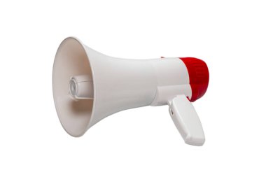 Beyaz bir arka plan üzerinde izole bir megafon. 