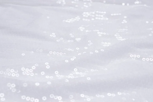 White Sequin Background White Shiny Sequin Fabric Top View — Stock Photo, Image