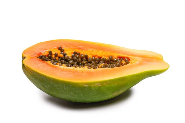 Papaya Fruit Isolated White Background Tropical Fruit Half Papaya Top — Stock Photo, Image