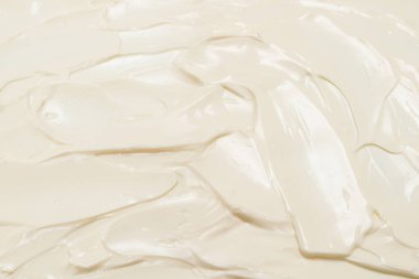 Beyaz krem şanti dokusu. Üst görünüm. 