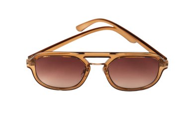 Beyaz arka planda izole edilmiş kahverengi kadın gözlükleri. 