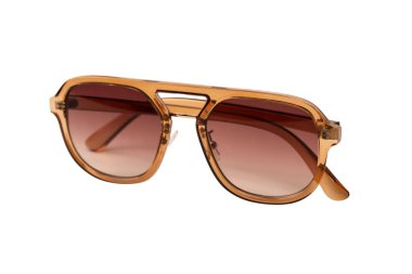 Beyaz arka planda izole edilmiş kahverengi kadın gözlükleri. 