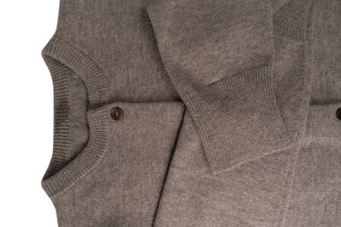 Arka plan olarak gri hırka dokusu. Örgü desenli. Üst görünüm. 