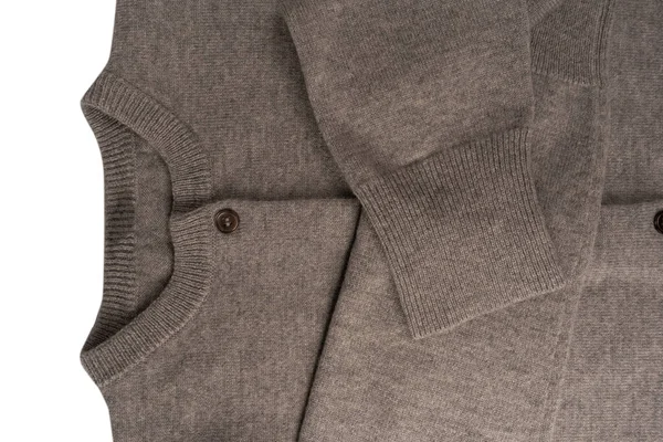 Arka plan olarak gri hırka dokusu. Örgü desenli. Üst görünüm. 