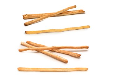 Ekmek çubukları beyaz arkaplanda izole. 