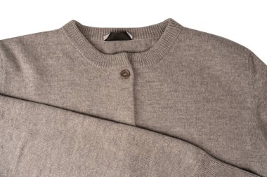 Arka plan olarak gri hırka dokusu. Örgü desenli. Üst görünüm. 