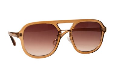 Beyaz arka planda izole edilmiş kahverengi kadın gözlükleri. 