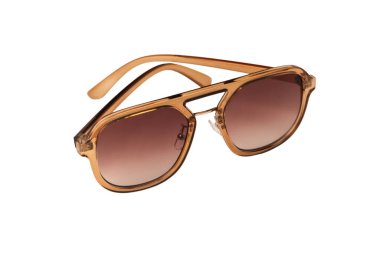 Beyaz arka planda izole edilmiş kahverengi kadın gözlükleri. 