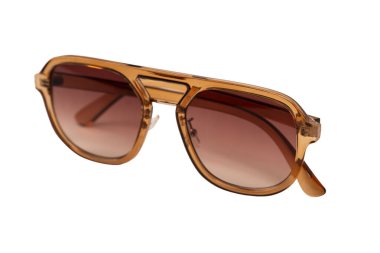 Beyaz arka planda izole edilmiş kahverengi kadın gözlükleri. 