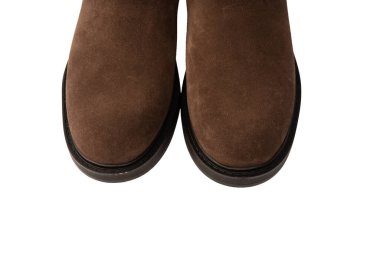 Kahverengi deri çizmeler beyaz arka planda izole edilmiş.. 