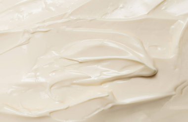 Beyaz krem şanti dokusu. Üst görünüm.