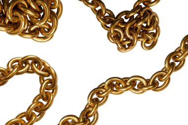 Altın zincir beyaz arka planda izole edilmiş. Üst görünüm.