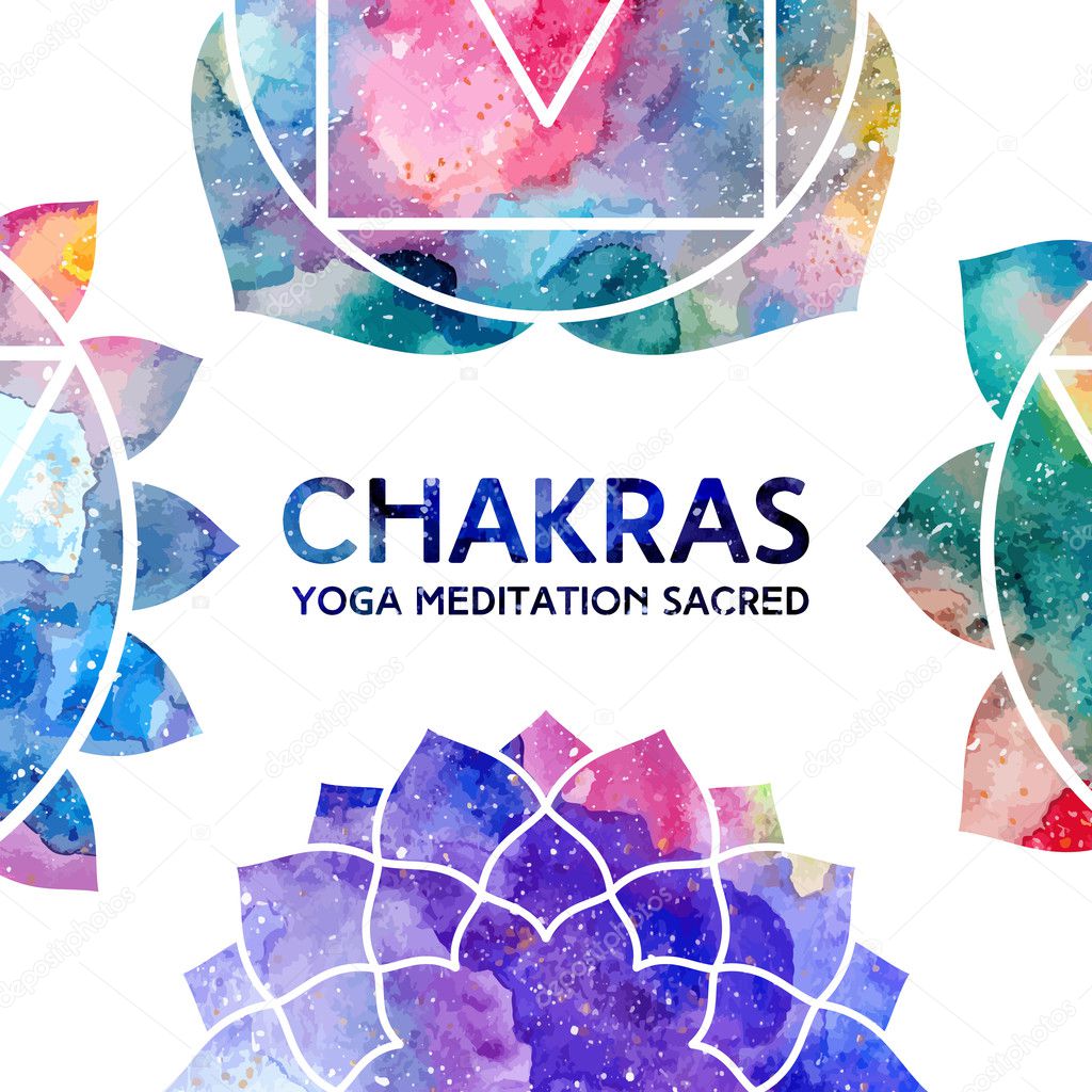 Watercolor chakras frame