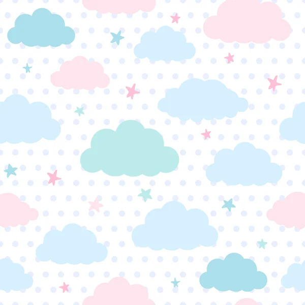 Fondo con nubes y estrellas para niños — Vector de stock