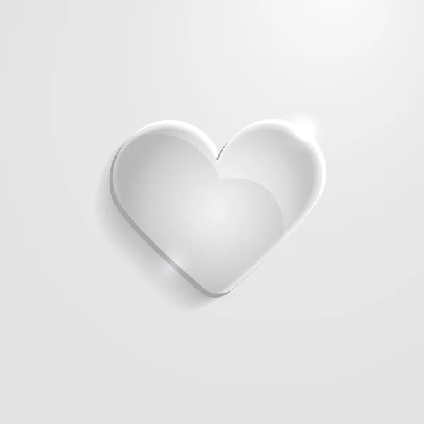Ícone de coração vidro cinzento — Vetor de Stock