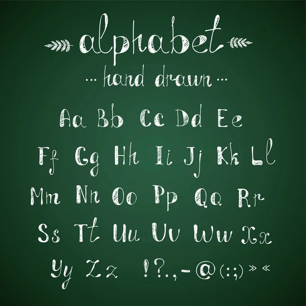 Alphabet and punctuation chalkboard — Stock Vector