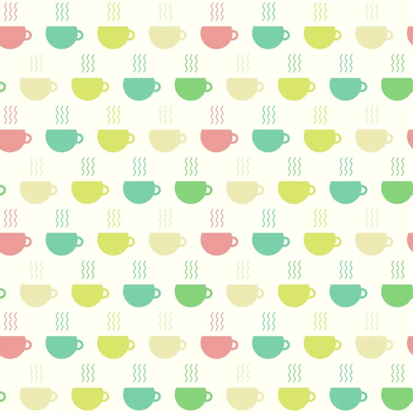 Tea time, cups seamless pattern. Vector illustration — Stock Vector