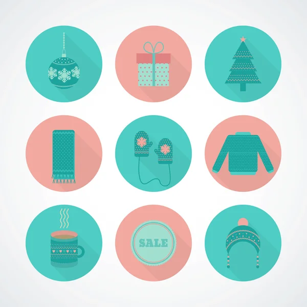 Vector conjunto de iconos de Navidad vacaciones de estilo plano — Vector de stock