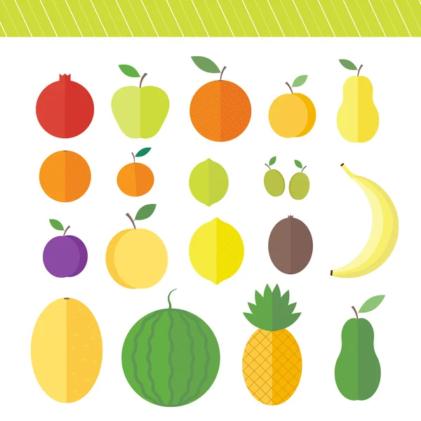 Flat vector elements for web design fruits and berries — Stock Vector