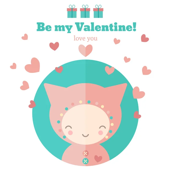 Carta con bambino carino per San Valentino — Vettoriale Stock