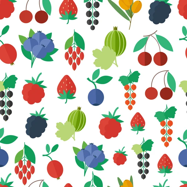 Naadloze patroon met fruit en bessen. Vector achtergrond — Stockvector