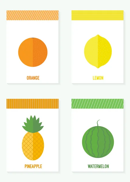 Jeu de cartes vectorielles avec fruits et baies — Image vectorielle