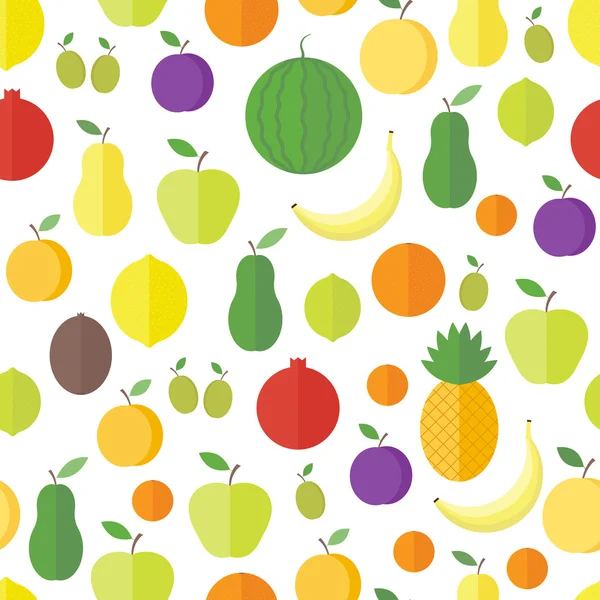 Modèle sans couture avec des fruits et des baies. Fond vectoriel — Image vectorielle