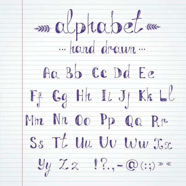 El çizimi alfabe — Stok Vektör