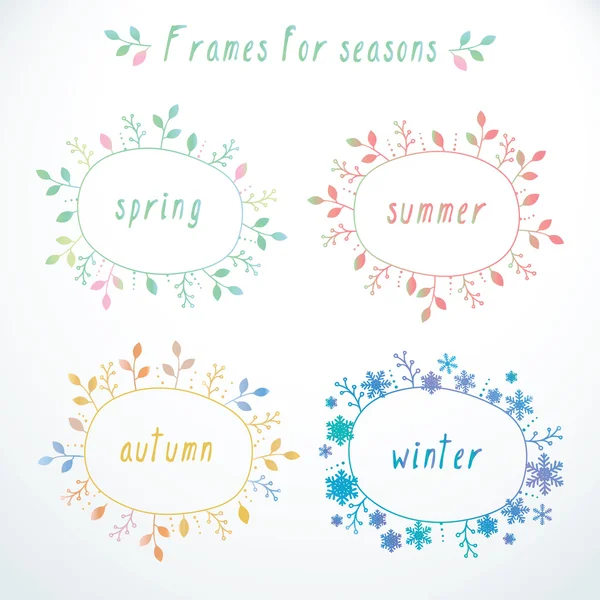 Handgezeichneter Frames mit allen Jahreszeiten — Stockvektor