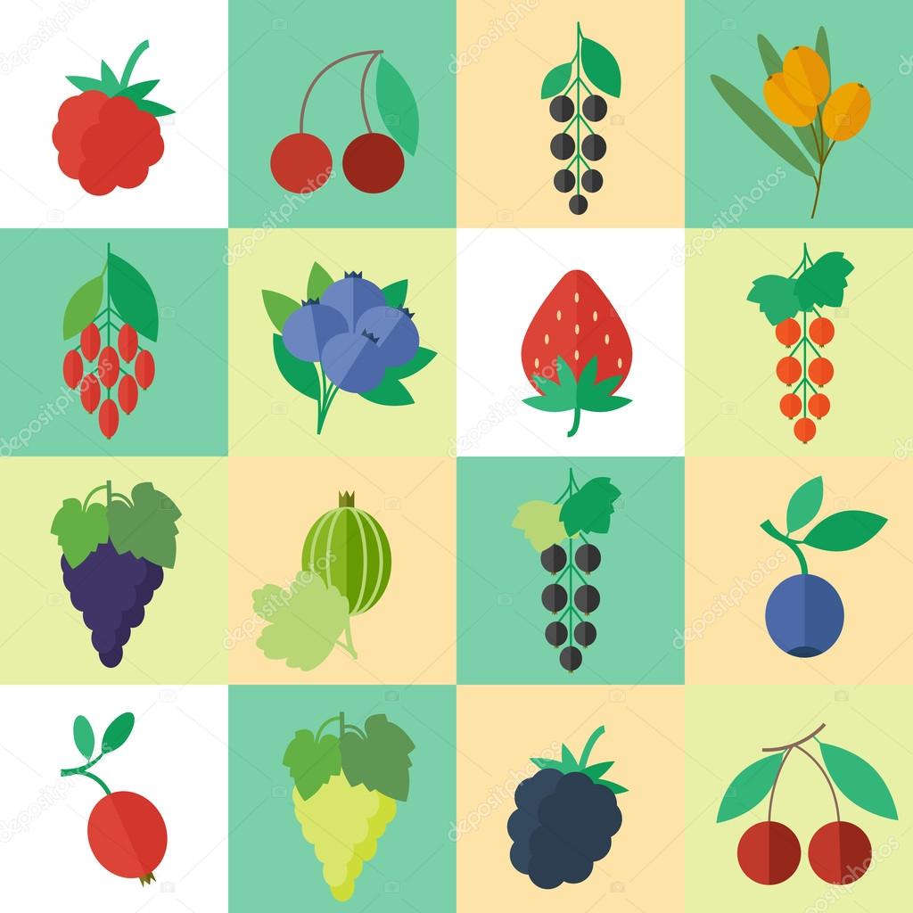 Berries vector icons set