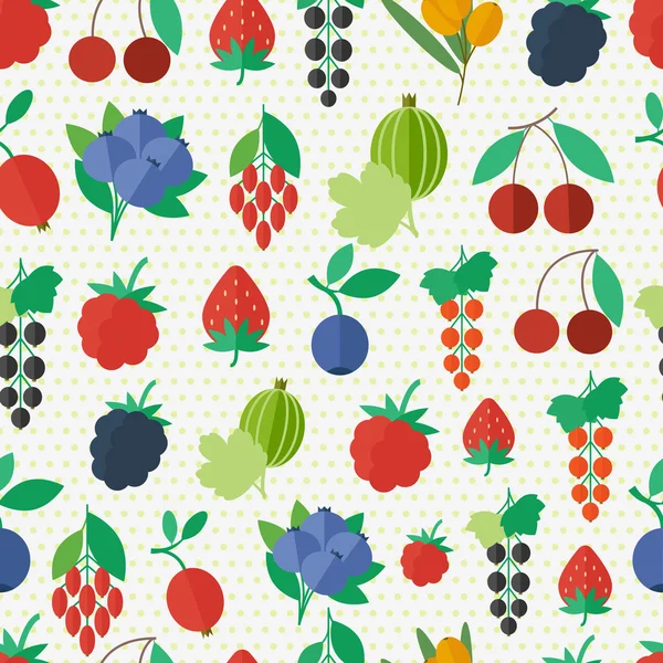 Modèle sans couture avec des fruits et des baies. Fond vectoriel — Image vectorielle