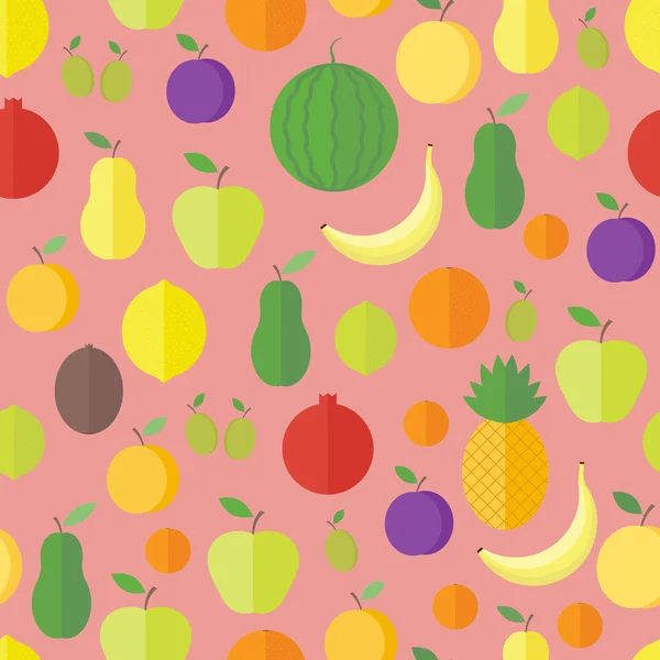 Modèle sans couture avec des fruits et des baies. Fond vectoriel — Image vectorielle