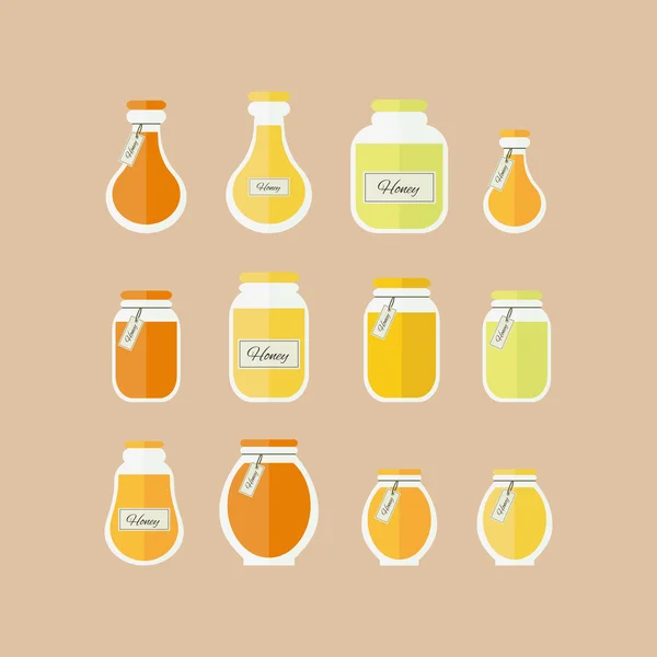 Vektör çizim. Bal kavanozlar Icons set