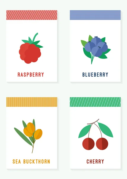 卡与新鲜浆果 — 图库矢量图片