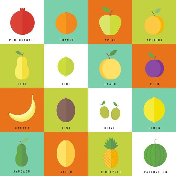 Elementy płaskie wektor web design owoce i jagody — Wektor stockowy